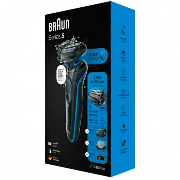 Электробритва Braun Series 5 51-B4650CS, черный/синий в Москве