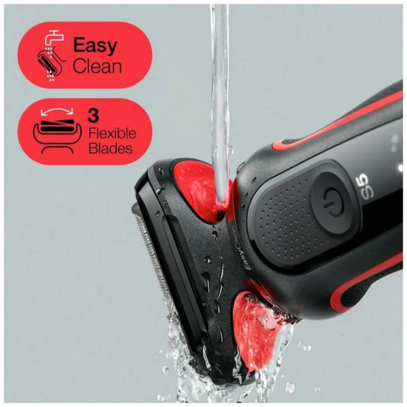 Электробритва Braun Series 5 51-R1000s, черный/красный в Новосибирске