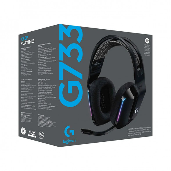 Игровая гарнитура Logitech G733 RGB Headset Wireless, Black