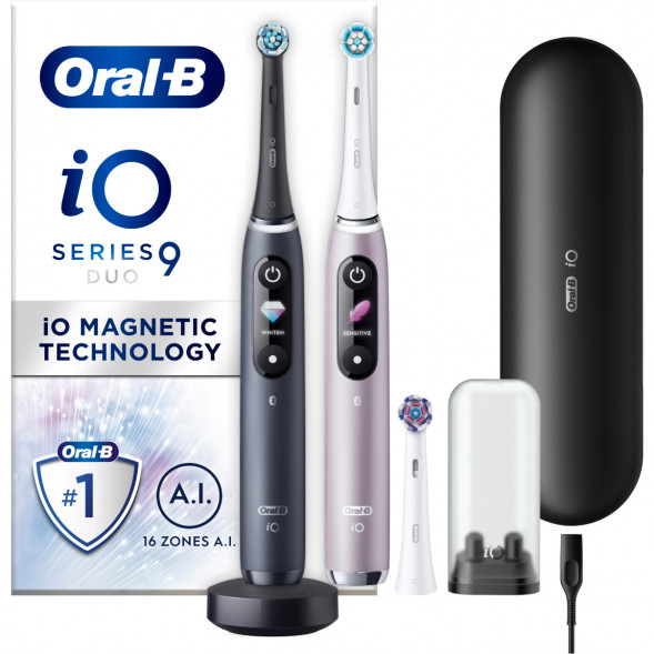 Набор из 2-х электрических зубных щеток Oral-B iO Series 9 Duo, Black Onyx и Rose Quartz