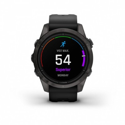 Умные часы Garmin EPIX PRO (Gen 2) Sapphire Edition 42 мм, титановый, угольно-серый, DLC, черный ремешок 010-02802-15