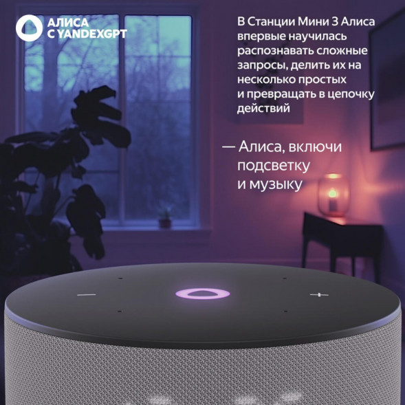 Умная колонка Яндекс Станция Мини 3 c Алисой на YandexGPT, серая