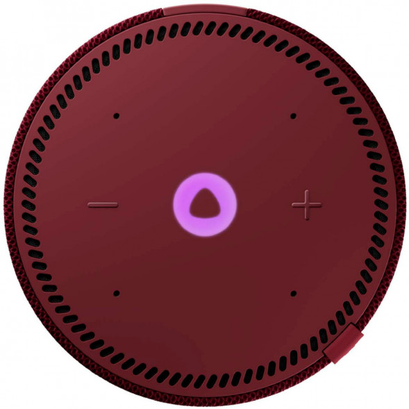 Умная колонка Яндекс Новая Станция Мини (с часами) - умная колонка с Алисой, красный гранат