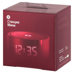 Умная колонка Яндекс Новая Станция Мини (с часами) - умная колонка с Алисой, красный гранат