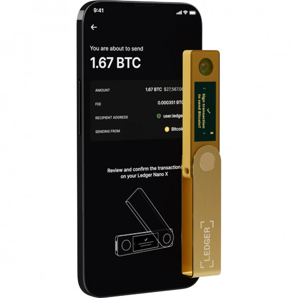 Аппаратный криптокошелек Ledger Nano X, Gold