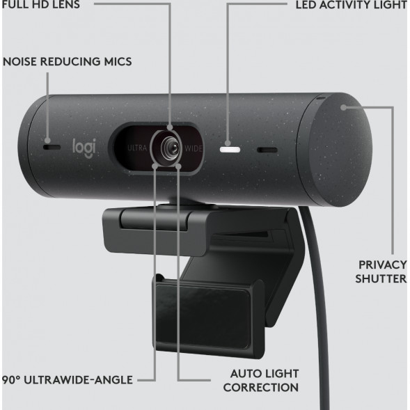 Веб-камера Logitech Brio 500, чёрный