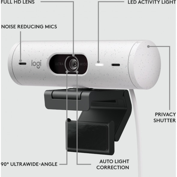 Веб-камера Logitech Brio 500, белый