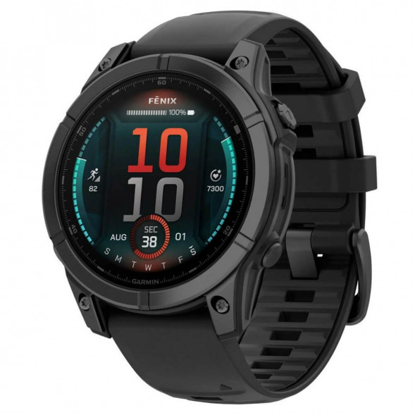Умные часы Garmin Fenix E 47мм Amoled Slate Grey Steel с чёрным силиконовым ремешком 010-03025-01 в Хабаровске
