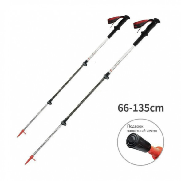Треккинговая палка Naturehike 135 см, 1 шт., белый/красный
