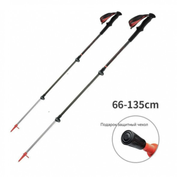 Треккинговая палка Naturehike 135 см, 1 шт., черный/красный