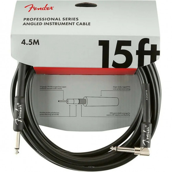 Инструментальный кабель Fender Professional Series 15 ft, 4.5 м, jack 6.3, черный