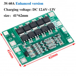 Плата защиты аккумулятора BMS 3S 60A 12.6 для Li-ion