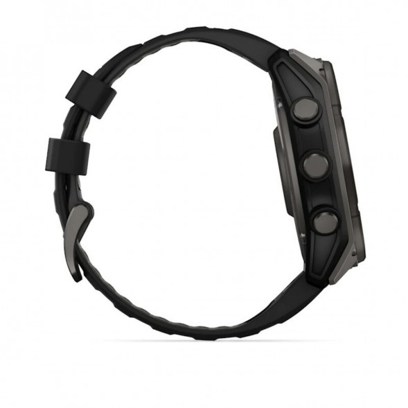 Умные часы Garmin Fenix 8, 51 мм, Solar, Sapphire Carbon Gray DLC Titanium with Black/Pebble Gray Silicone 010-02907-10