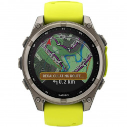 Умные часы Garmin Fenix 8, 51 мм, Solar, Sapphire Titanium with AMP Yellow/Graphite Silicone Band 010-02907-20