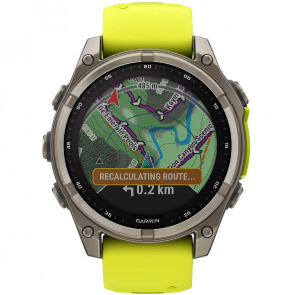 Умные часы Garmin Fenix 8, 51 мм, Solar, Sapphire Titanium with AMP Yellow/Graphite Silicone Band 010-02907-20