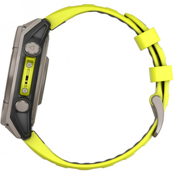 Умные часы Garmin Fenix 8, 51 мм, Solar, Sapphire Titanium with AMP Yellow/Graphite Silicone Band 010-02907-20
