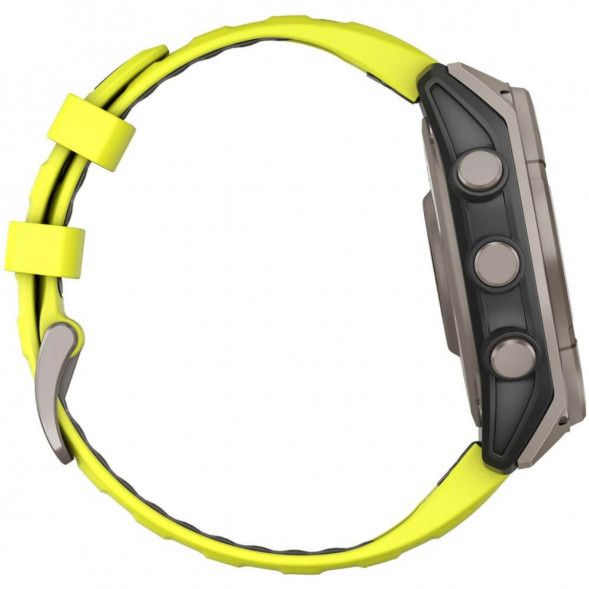 Умные часы Garmin Fenix 8, 51 мм, Solar, Sapphire Titanium with AMP Yellow/Graphite Silicone Band 010-02907-20