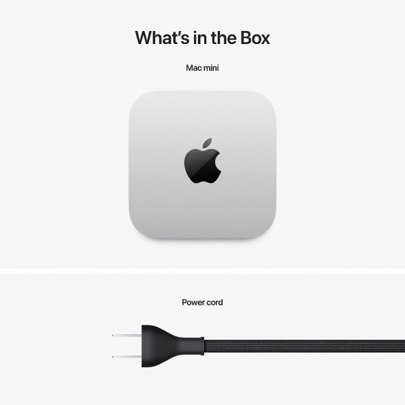 Компьютер Apple Mac mini M4 2024 (MU9E3) (10 Core GPU, 16ГБ, 512ГБ SSD, Apple, macOS), серебристый