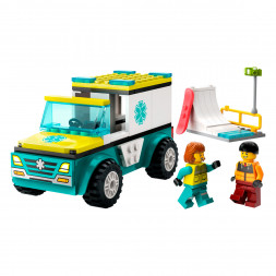 Конструктор LEGO City 60403 Скорая помощь и сноубордист