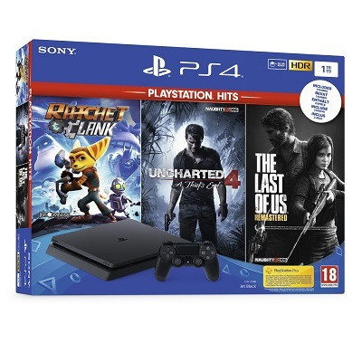 Игровая приставка PlayStation 4 Slim 1 tb +  Ratchet &amp;amp; Clank +The Last of Us+Uncharted4 