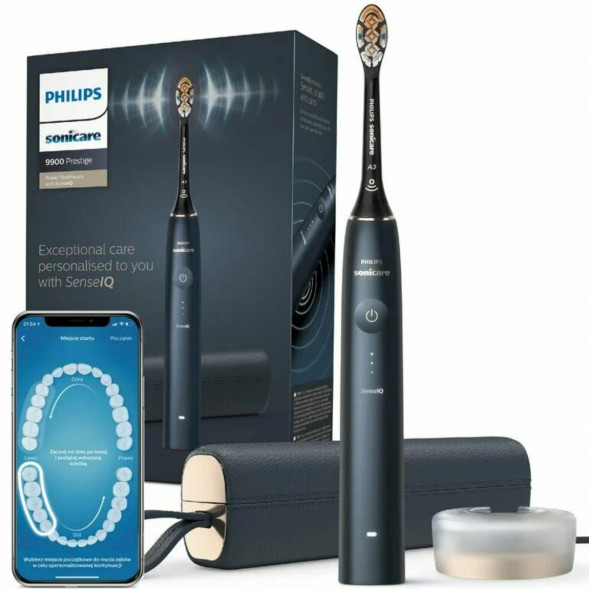 Электрическая звуковая зубная щетка Philips Sonicare 9900 Prestige HX9992/12, Dark Blue