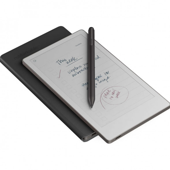 Графический планшет reMarkable Paper Pro Move + Стилус MarkerPlus + Чехол BookFolio Premium Leather, Black